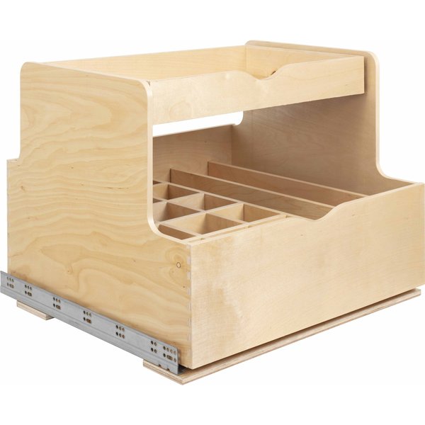 Hardware Resources 27In. Wood Rollout Bottle Double Drawer ROBTD27-WB